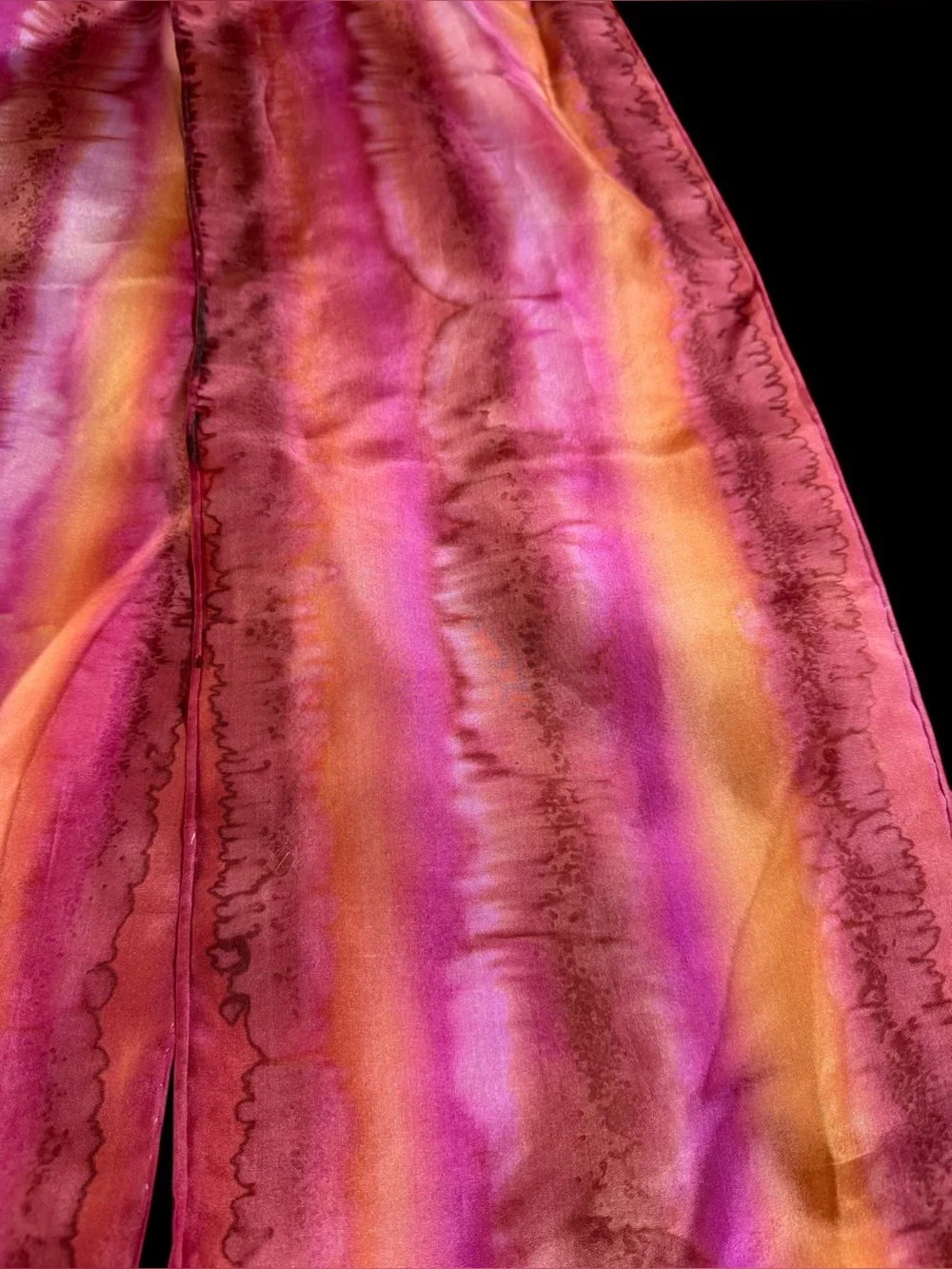 Pink and Yellow Silk-like Scarf - Elegant Women's Accessory